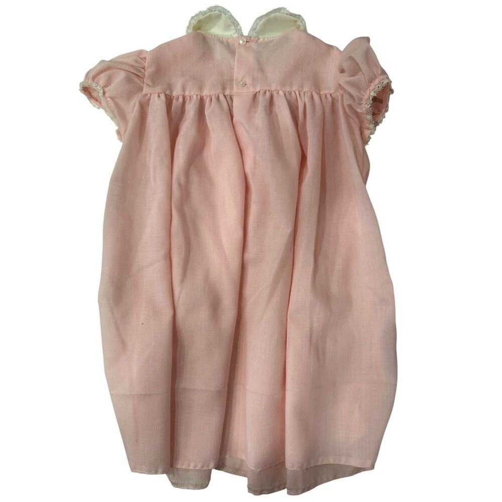 Vintage Handmade Smocked Pink Baby Dress – Heirloom Style – 12M (Fits 12–18M) - Picture 4 of 6